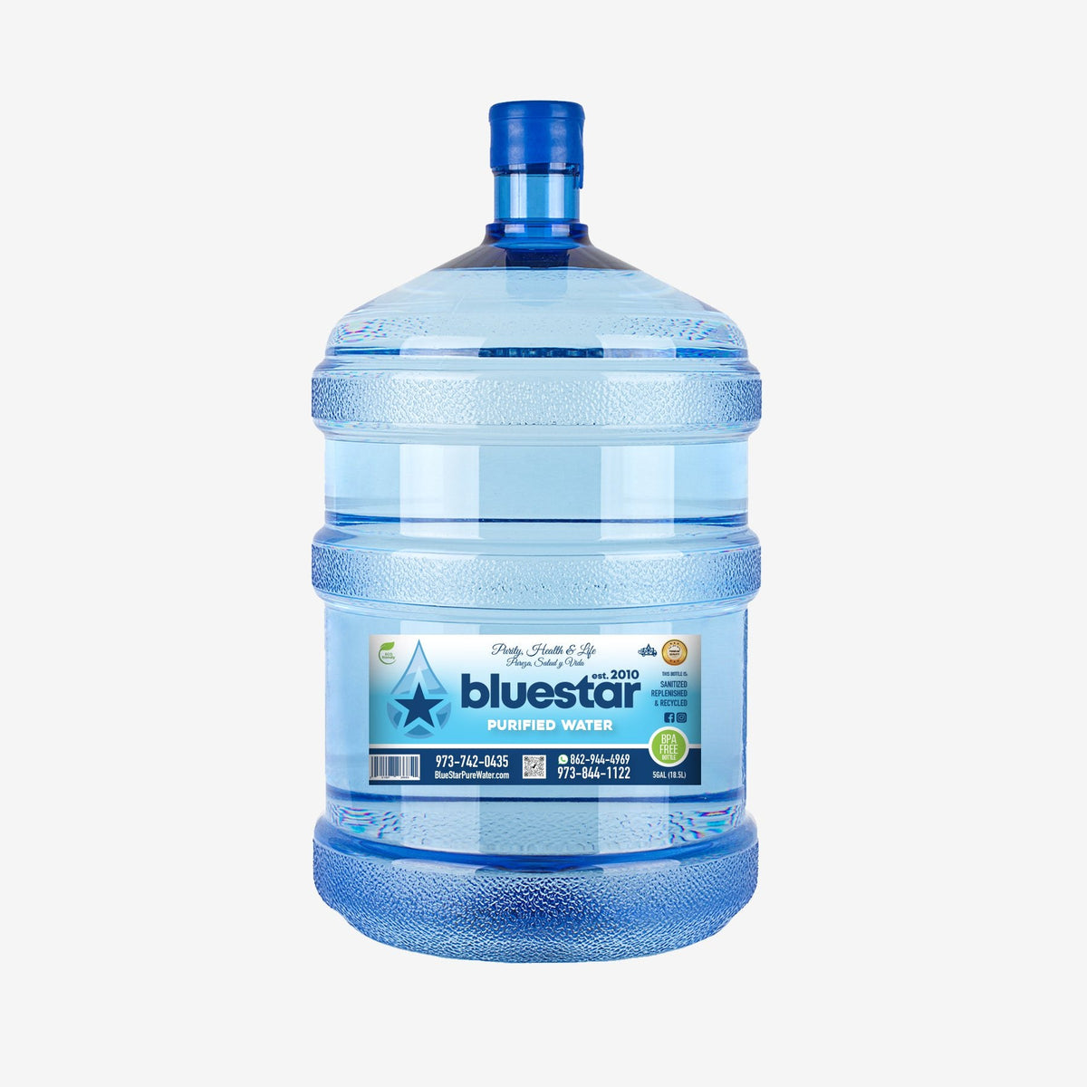 Blue Star purified water 5-gallon jug (18.9 L), BPA-free bottle for home and office delivery in NJ & NY