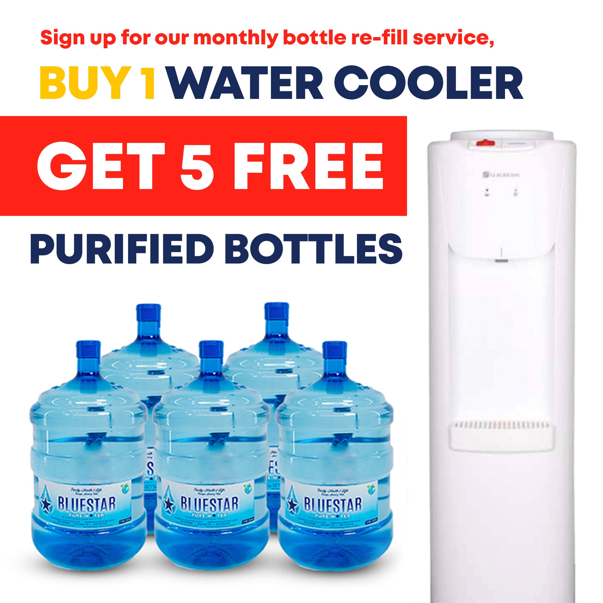 Enfriador de agua blanca + 5 botellas gratis